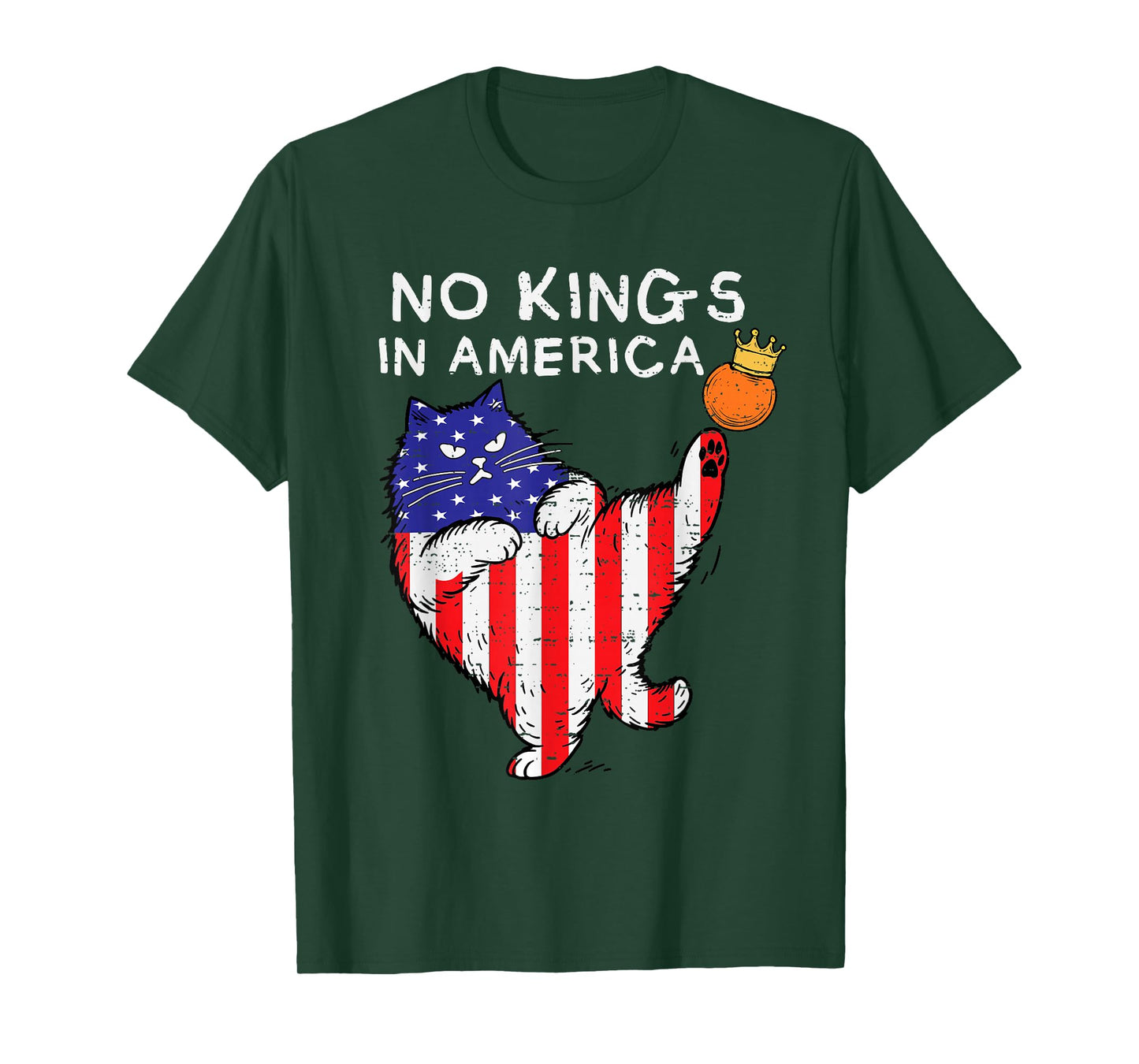 No Kings In America Funny Cat USA Protest Save Democracy T-Shirt
