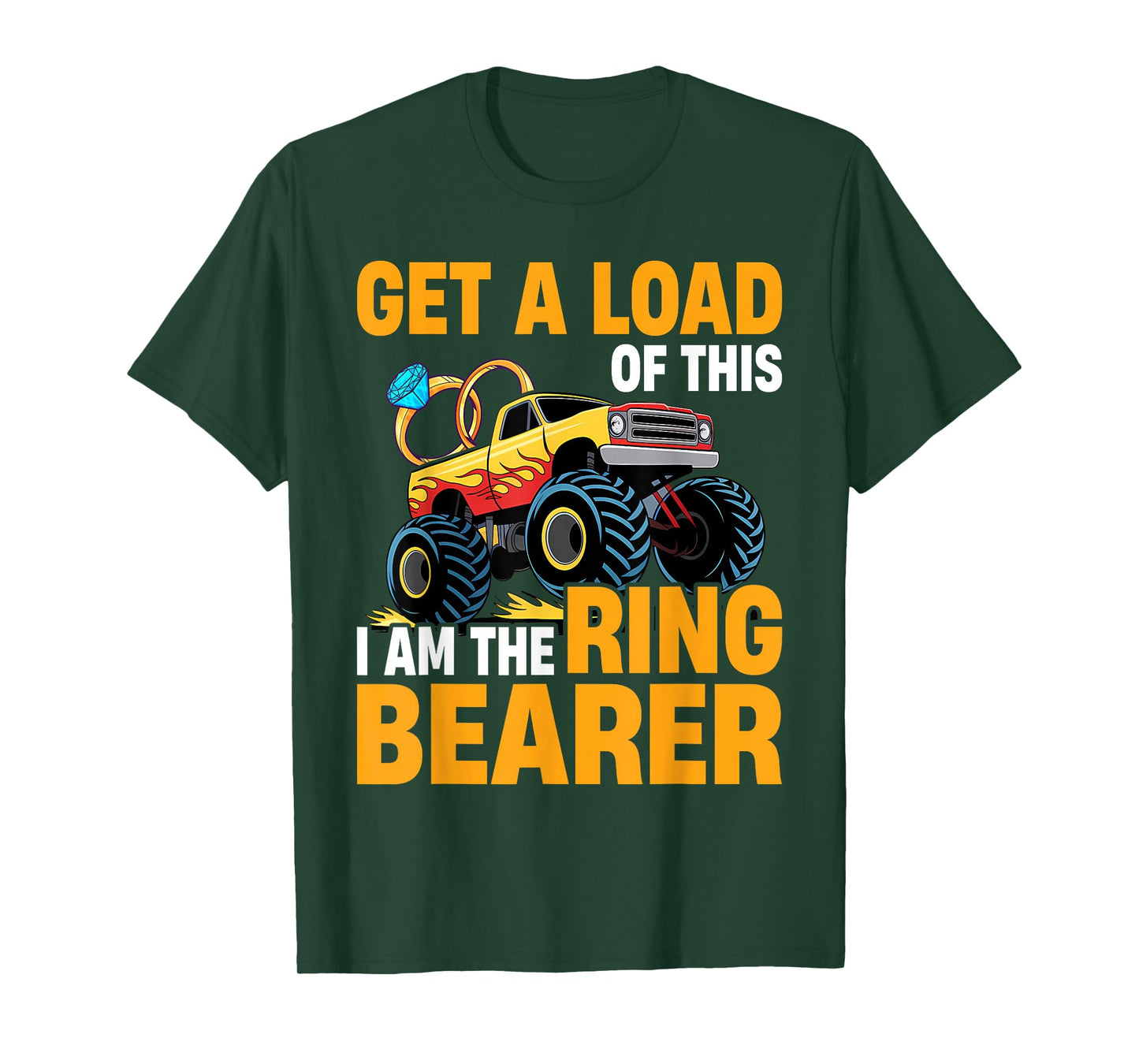 Wedding Iam The Ring Bearer Funny Monster Truck Boys T-Shirt