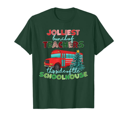 Groovy Christmas Teacher Jolly Jolliest Bunch of Teachers T-Shirt