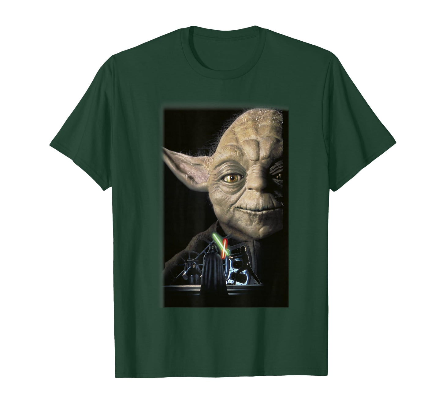 Star Wars Yoda Big Face Lightsaber Battle T-Shirt