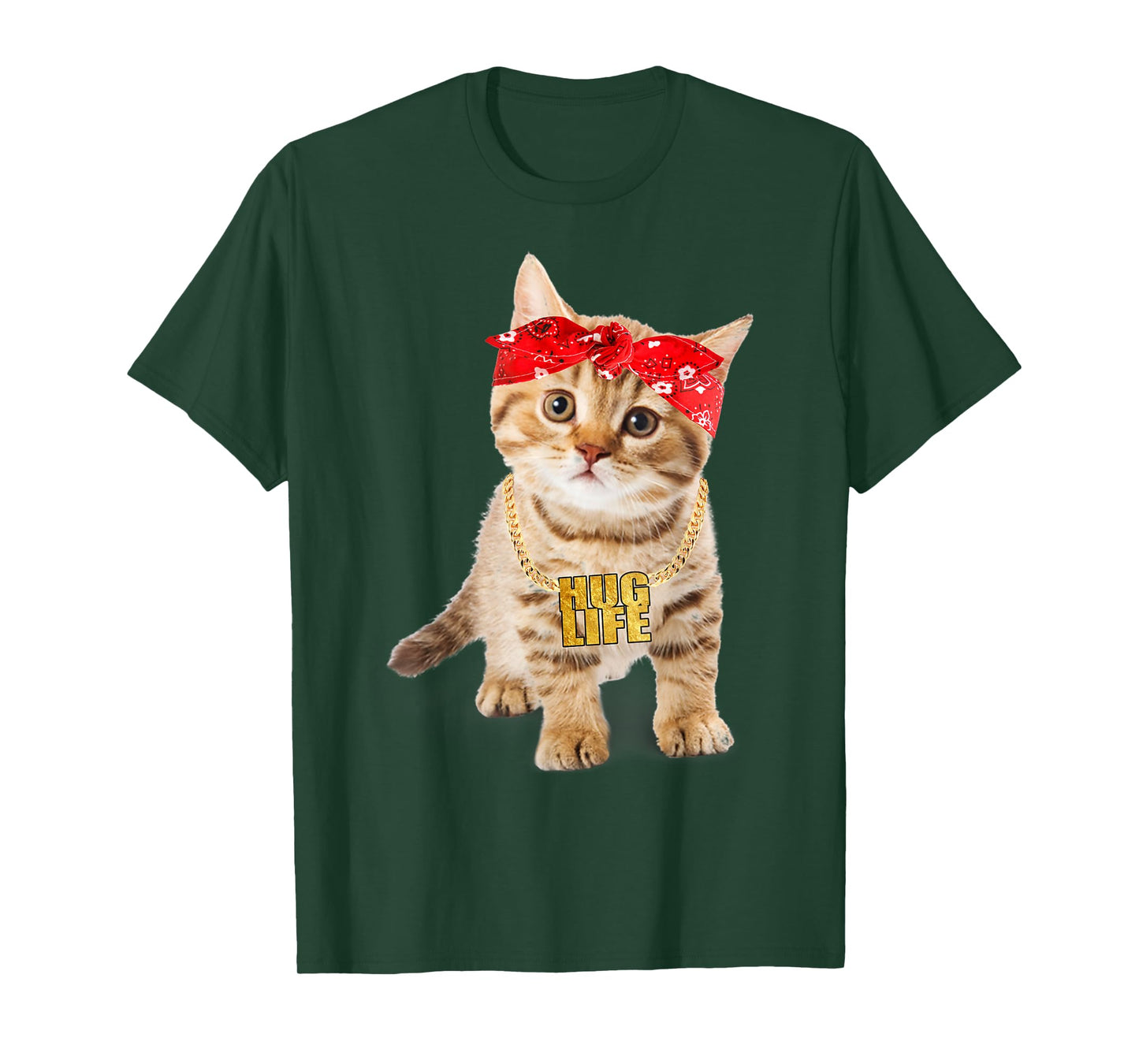 Hug Thug Gangster Life Gold Chain Cat Shirt Gangsta Cat Tee T-Shirt for Men Women