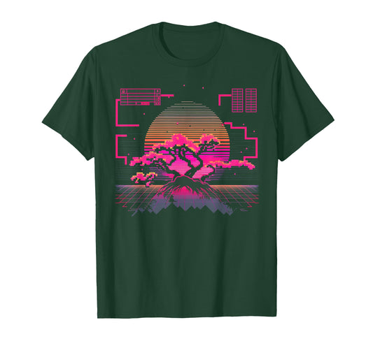 Cherry Blossom Japanese Japan Tokyo Vaporwave Synthwave 80s T-Shirt