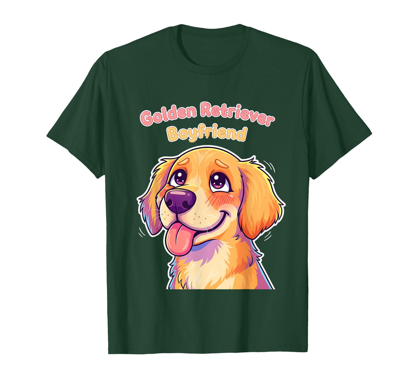 Kawaii Golden Retriever Boyfriend Tee Funny Couple Gifts T-Shirt