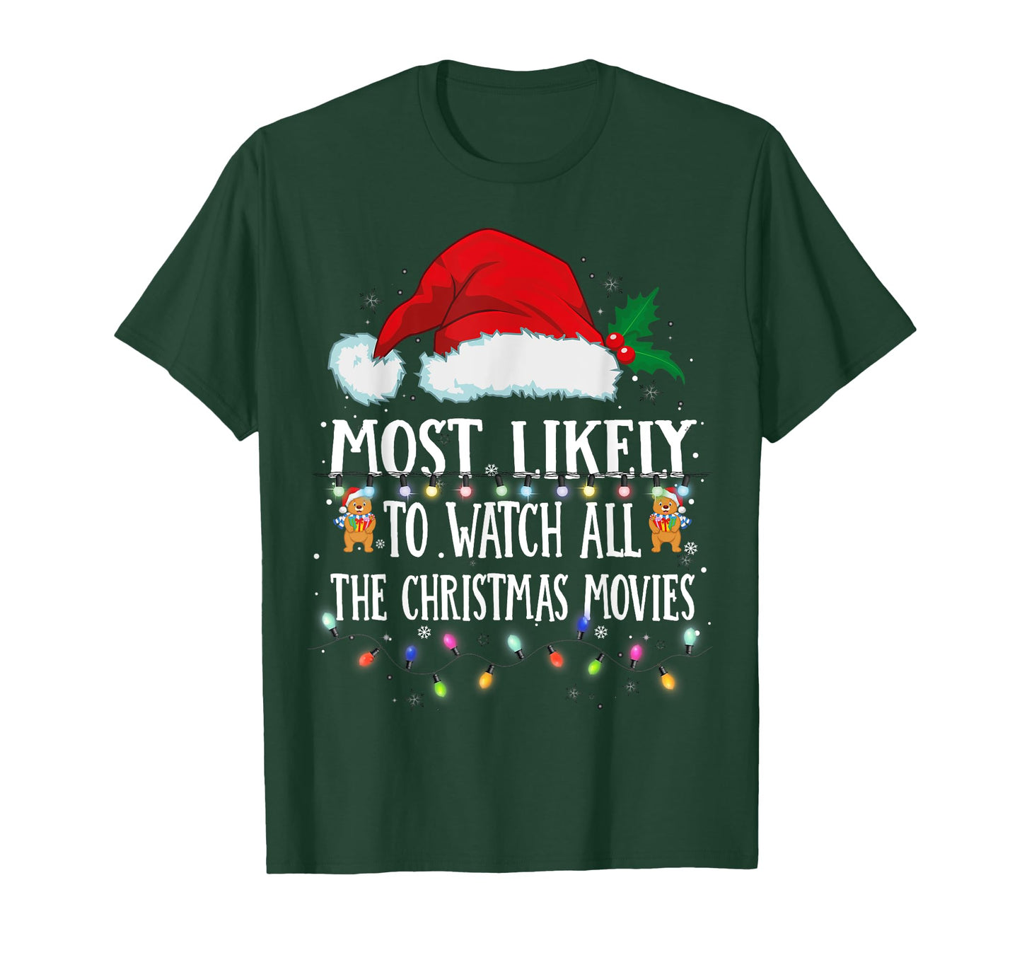 Matching Christmas PJS Most Likely To Watch Xmas Movies T-Shirt
