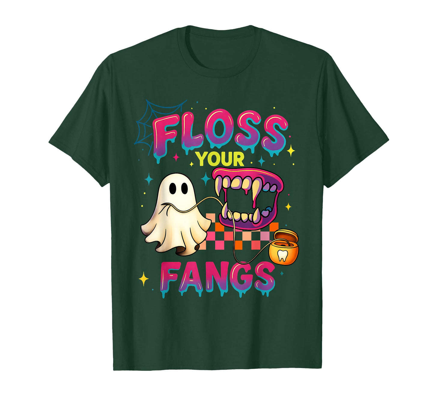 Floss Your Fangs Spooky Dentist Funny Boo Dental Halloween T-Shirt