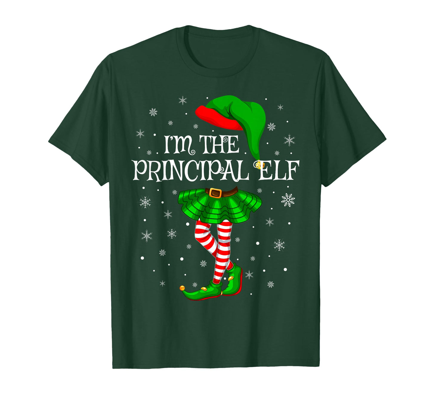 Principal Elf Christmas Matching Family Women Girls Elf T-Shirt