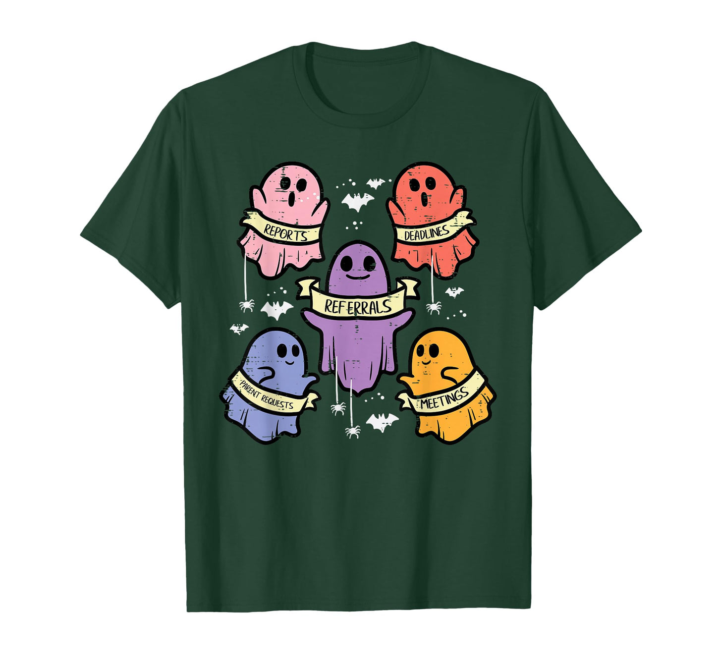 Halloween School Counselor Ghost Social Worker Costume Women T-Shirt