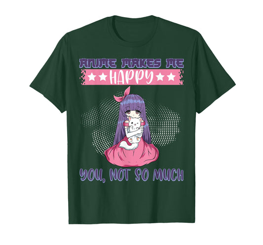 Anime Makes Me Happy You, Not So Much Episode Anime Cast Cat T-Shirt