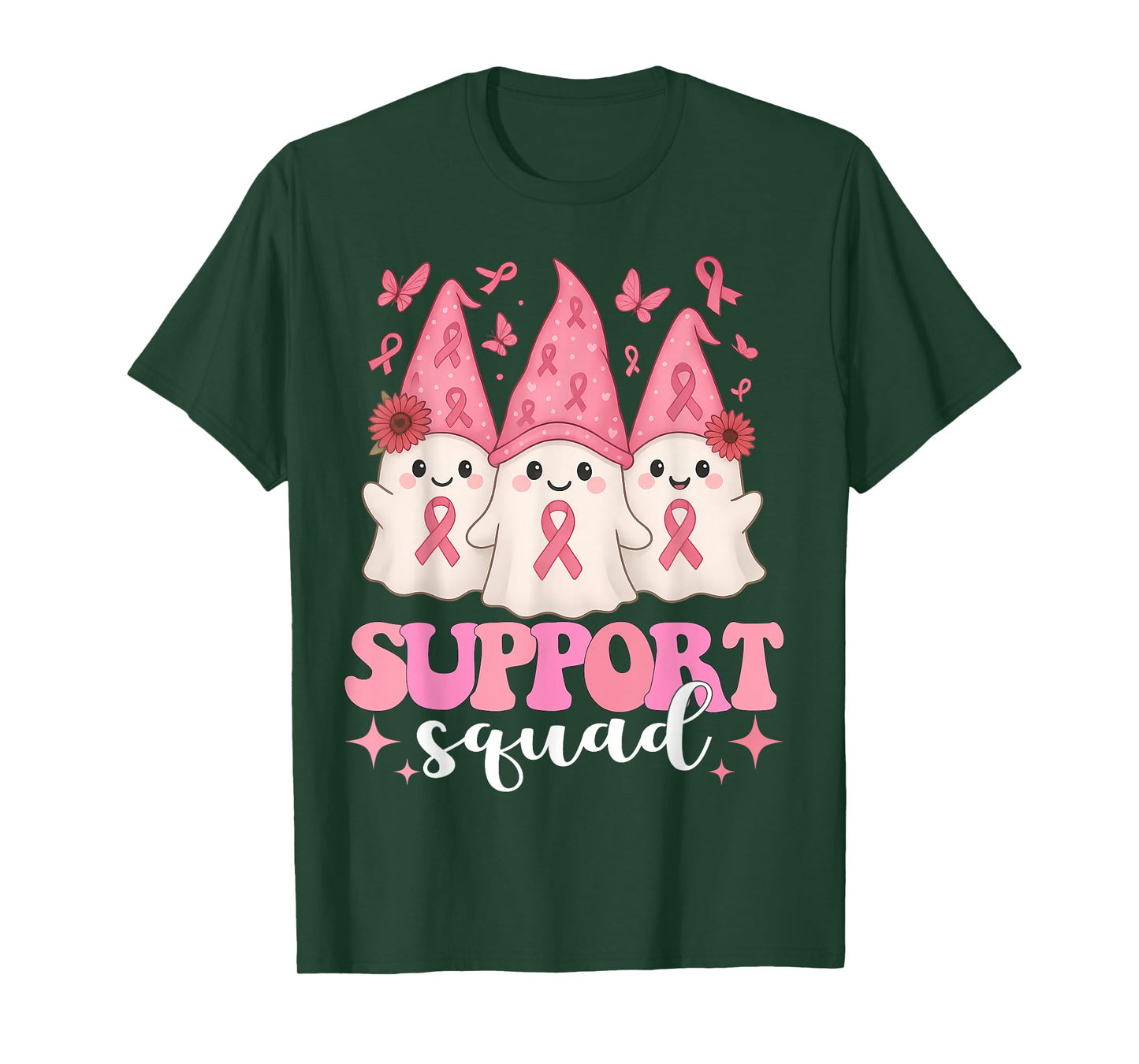 Halloween Ghost Pink Support Squad Breast Cancer Awareness T-Shirt
