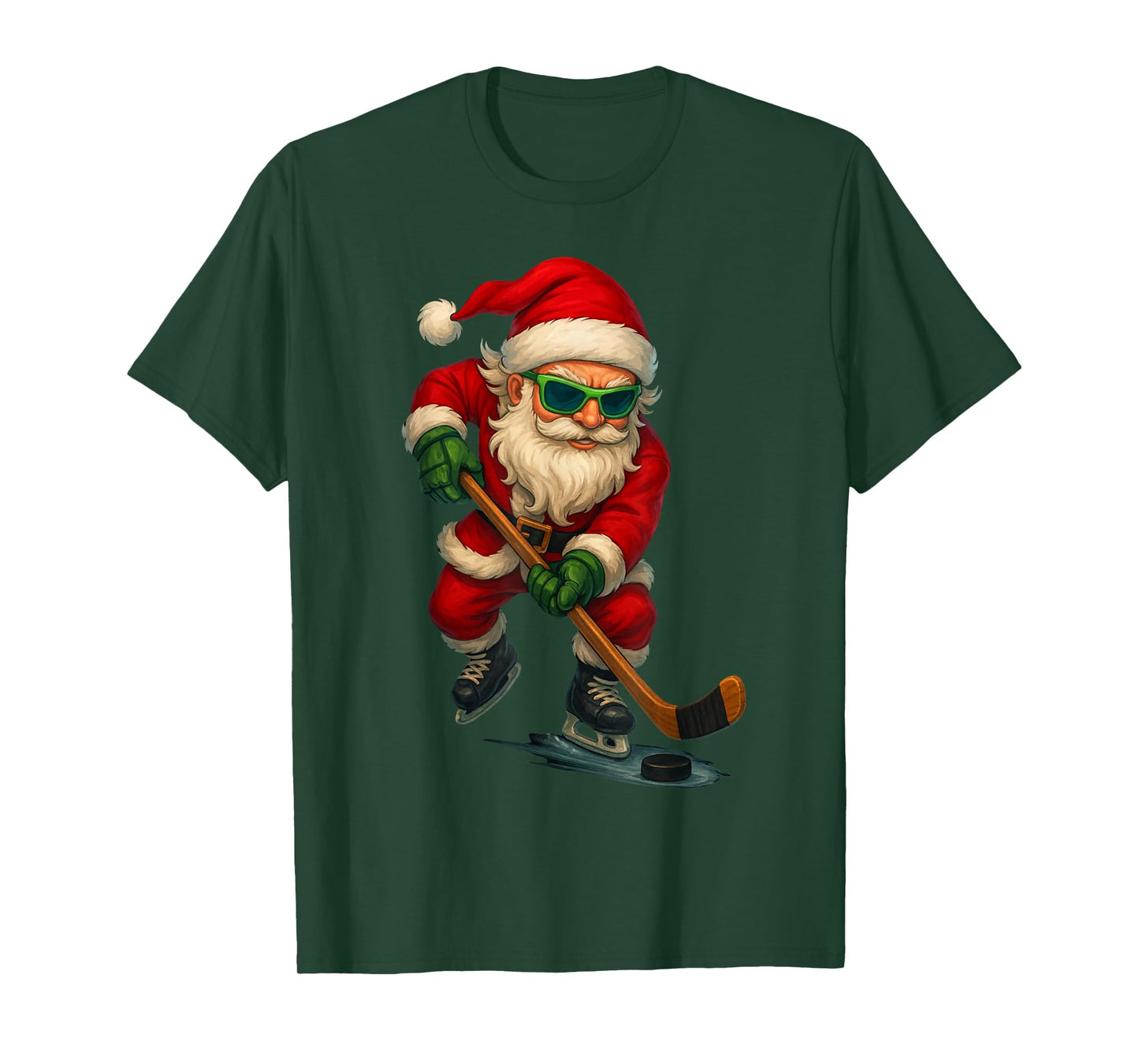 Santa Ice Hockey Player Christmas Xmas Boys Men Boys Funny T-Shirt