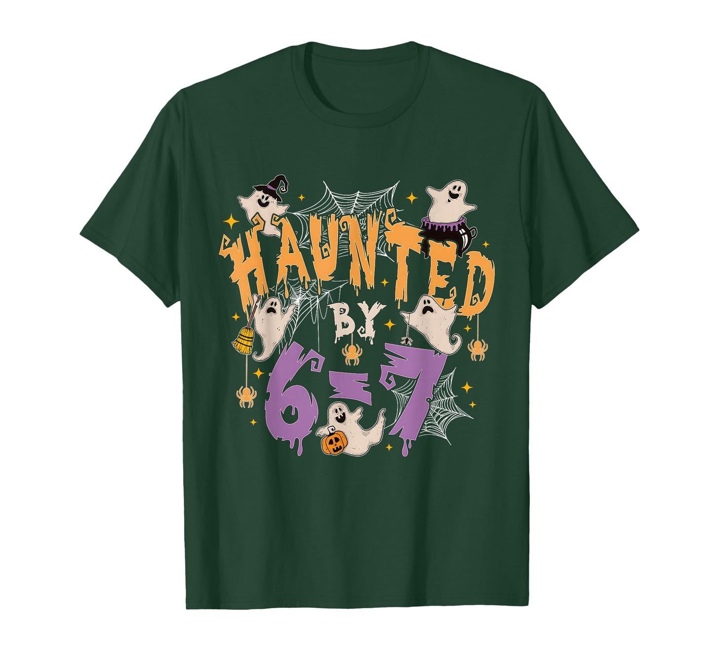 Haunted by 67 - Funny Ghost and Pumpkin Halloween Costume T-Shirt
