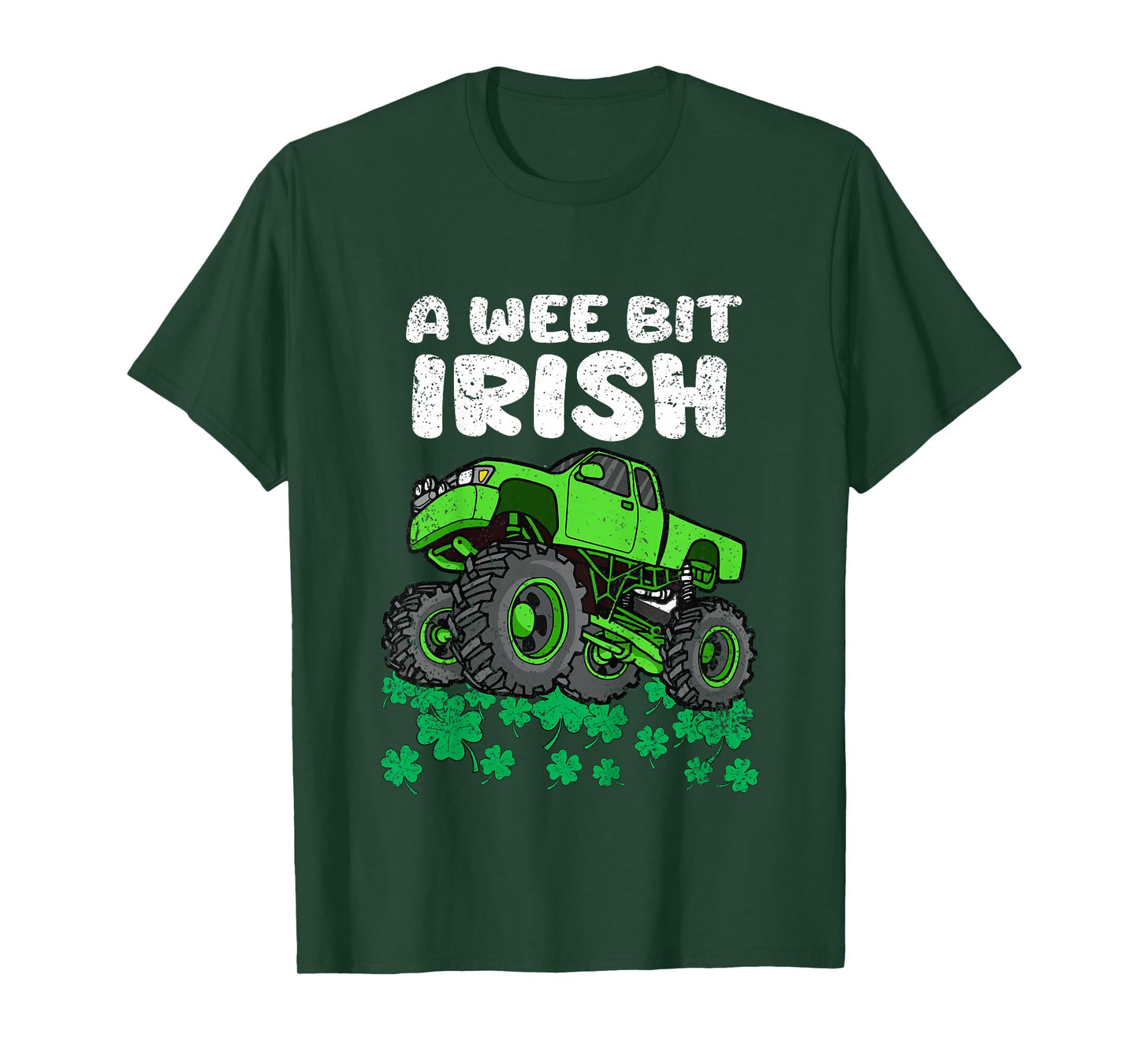 Kids St Patricks Day Boys Kids A Wee Bit Irish Monster Truck T-Shirt