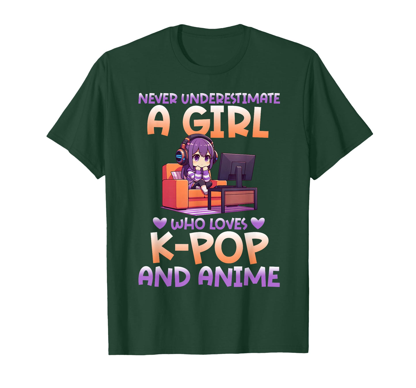 Never Underestimate A Girl Who Loves K-Pop And Anime Fan T-Shirt