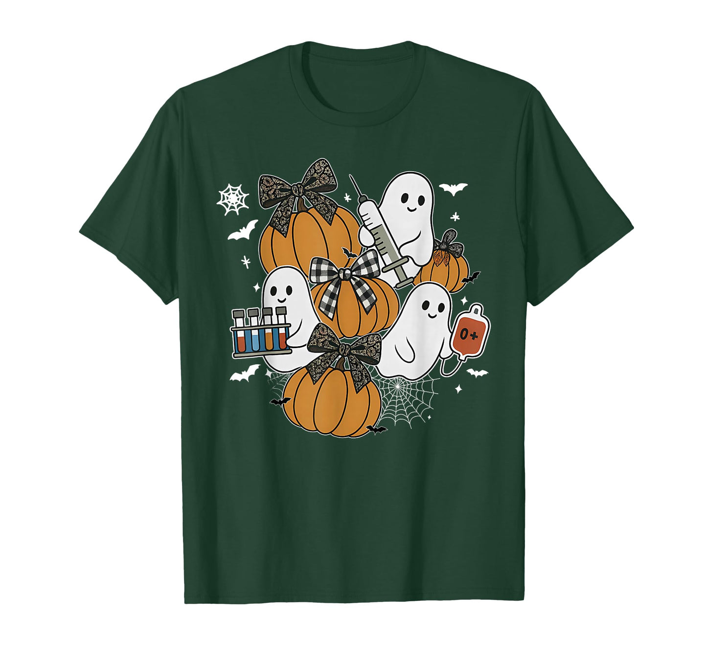 Ghost Nurse Phlebotomist Halloween Pumpkin Bow Phlebotomy T-Shirt