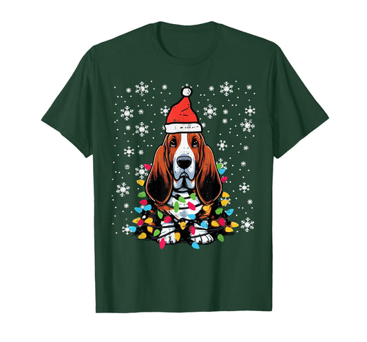 Christmas Basset Hound Cute Xmas Dog Owner Men Women Kids T-Shirt
