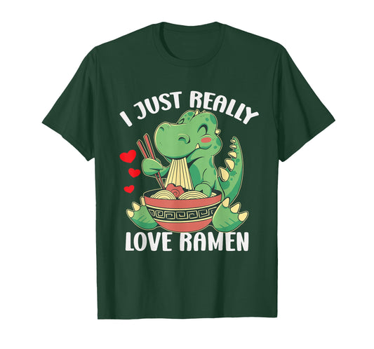 Funny T Rex Ramen Kawaii Anime Japanese Noodle Soup Kids T-Shirt