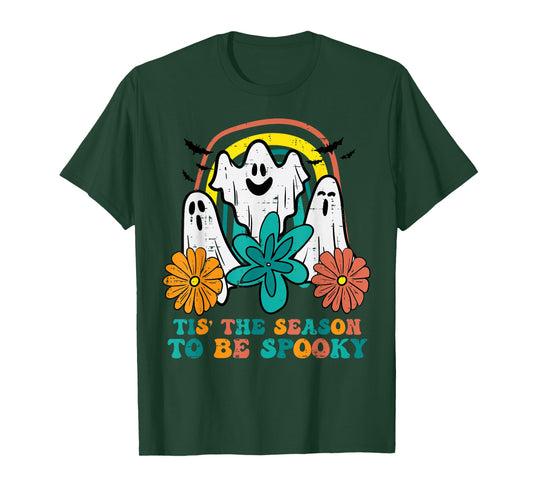 Ghosts Tis The Season To Be Spooky Retro Halloween Women T-Shirt