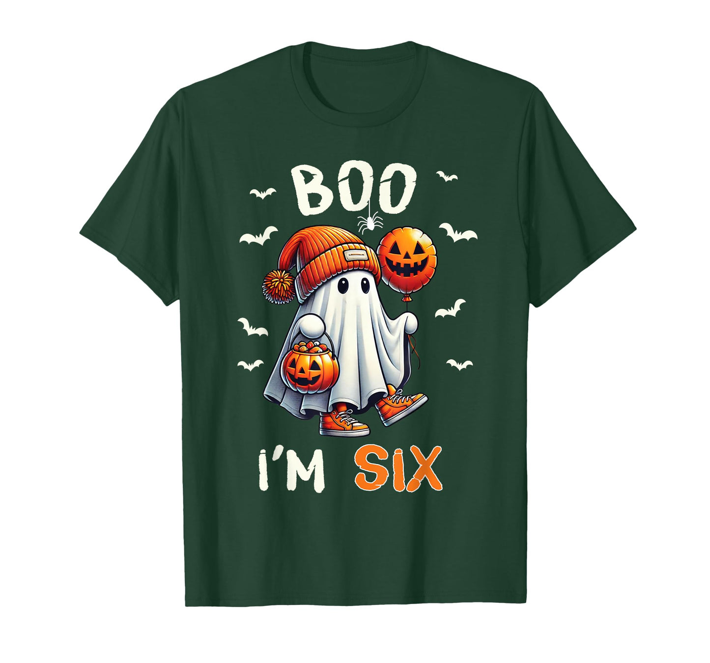 Boo I'm Six Ghost 6th Birthday Halloween Boy Kids Groovy T-Shirt
