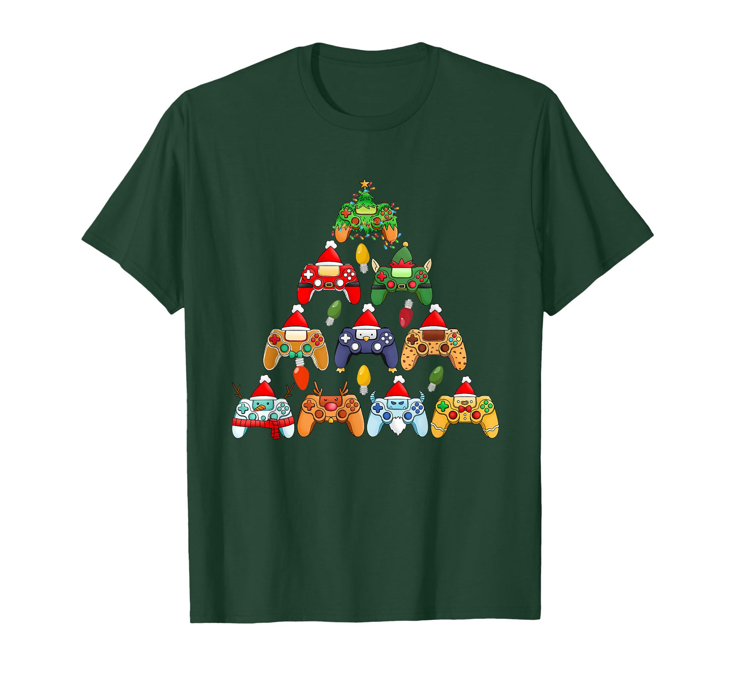 Beans Hot Tees Unisex-Adults Christmas T-Shirt Black Small Video Game Controller Christmas Tree Gamer Boy Girl Funny