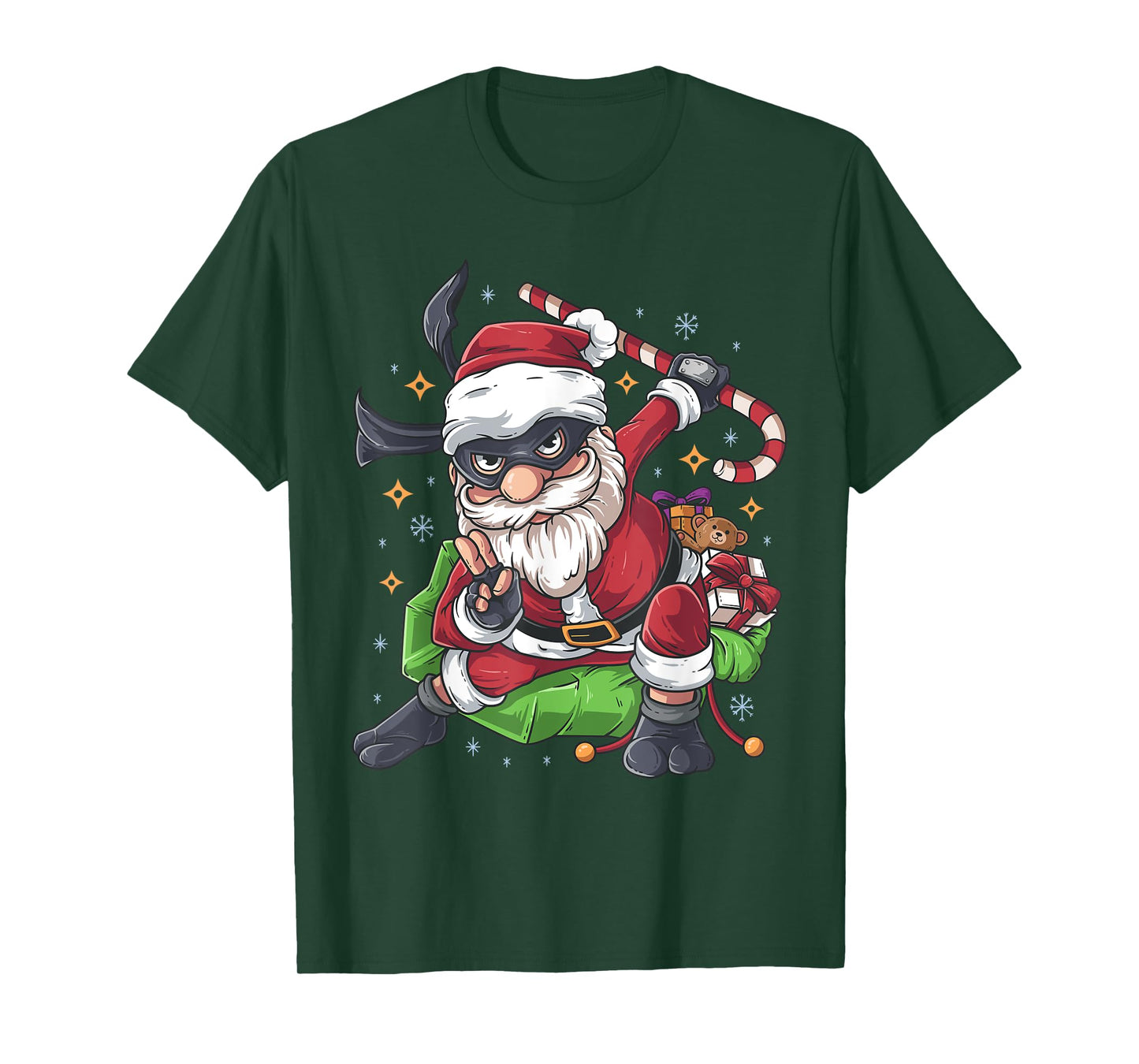Ninja Santa Claus Candy Cane Funny Christmas Holiday T-Shirt