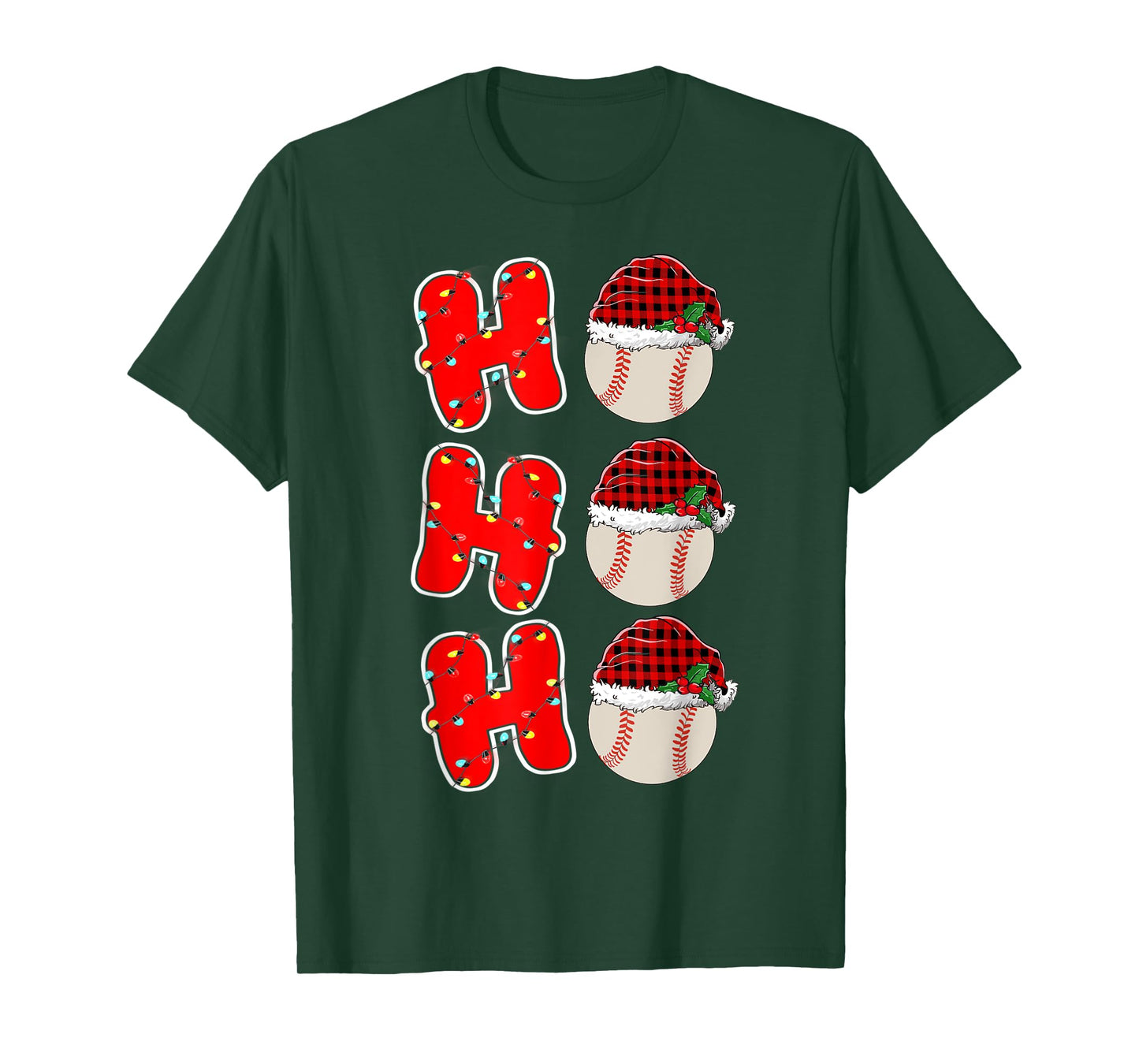 Ho-Ho-Ho Santa Red Plaid Claus Christmas Pajama Baseball T-Shirt
