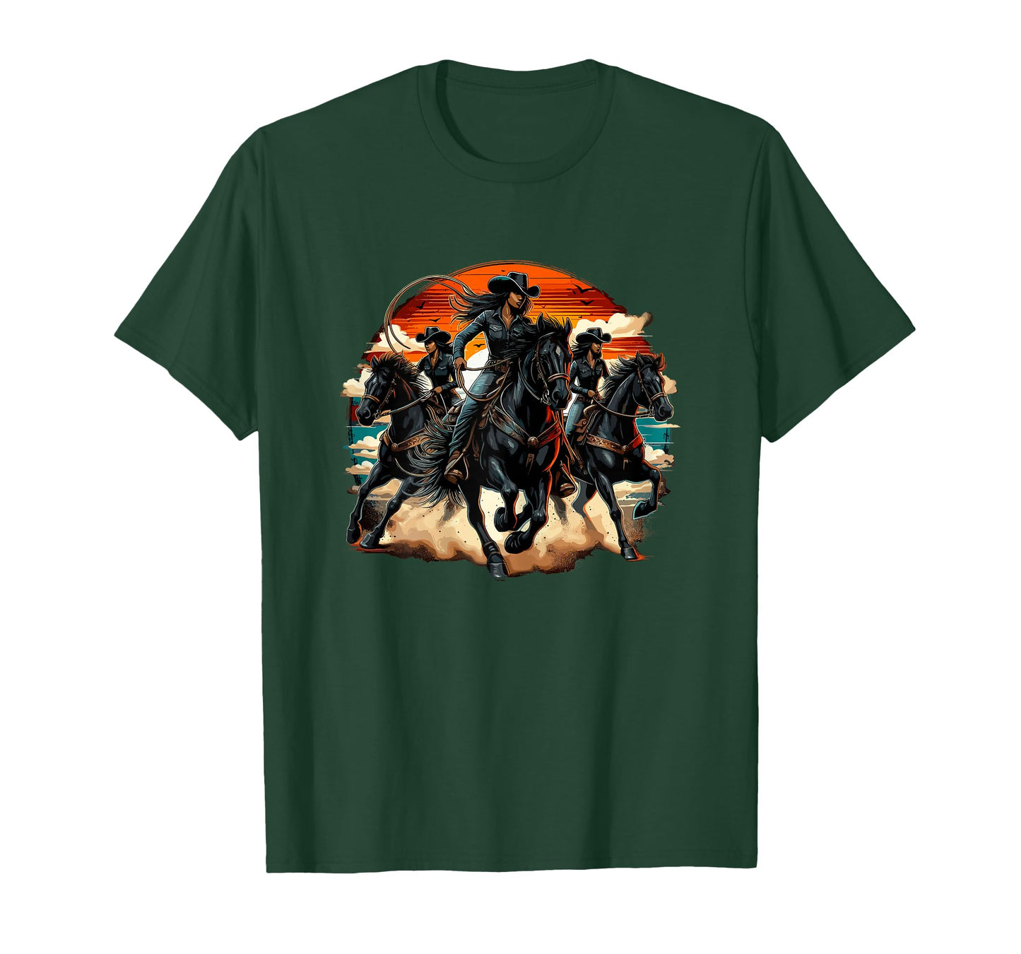 Rodeo Black Cowgirl Horse Riding Texas T-Shirt