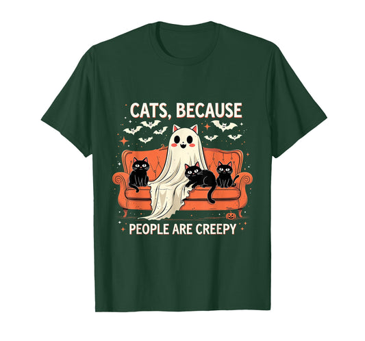 Cats Because People are Creepy Funny Halloween T-Shirt