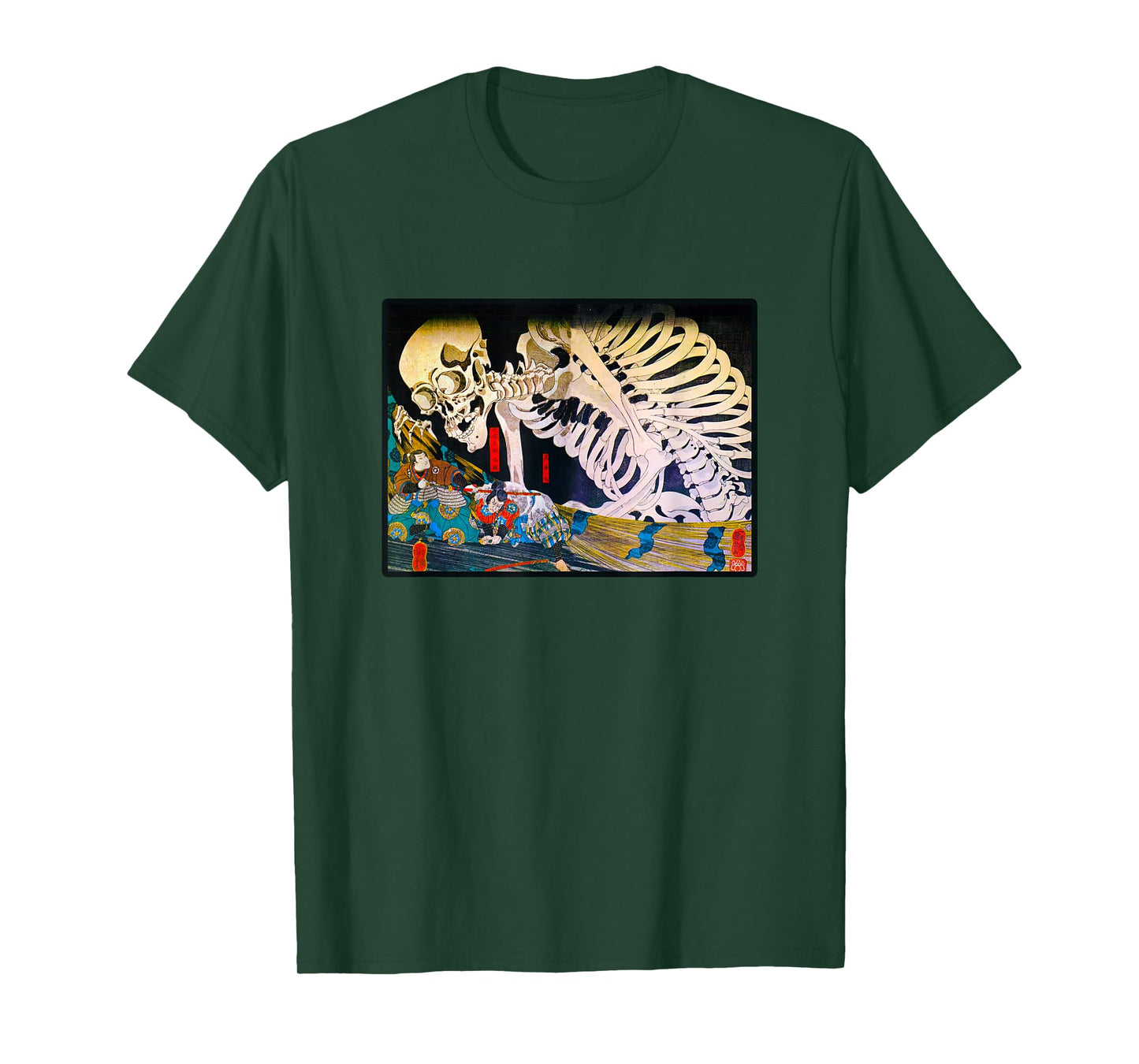 Vintage Art Prints Skeleton Ukiyo-e Japanese Woodblock Art T-Shirt