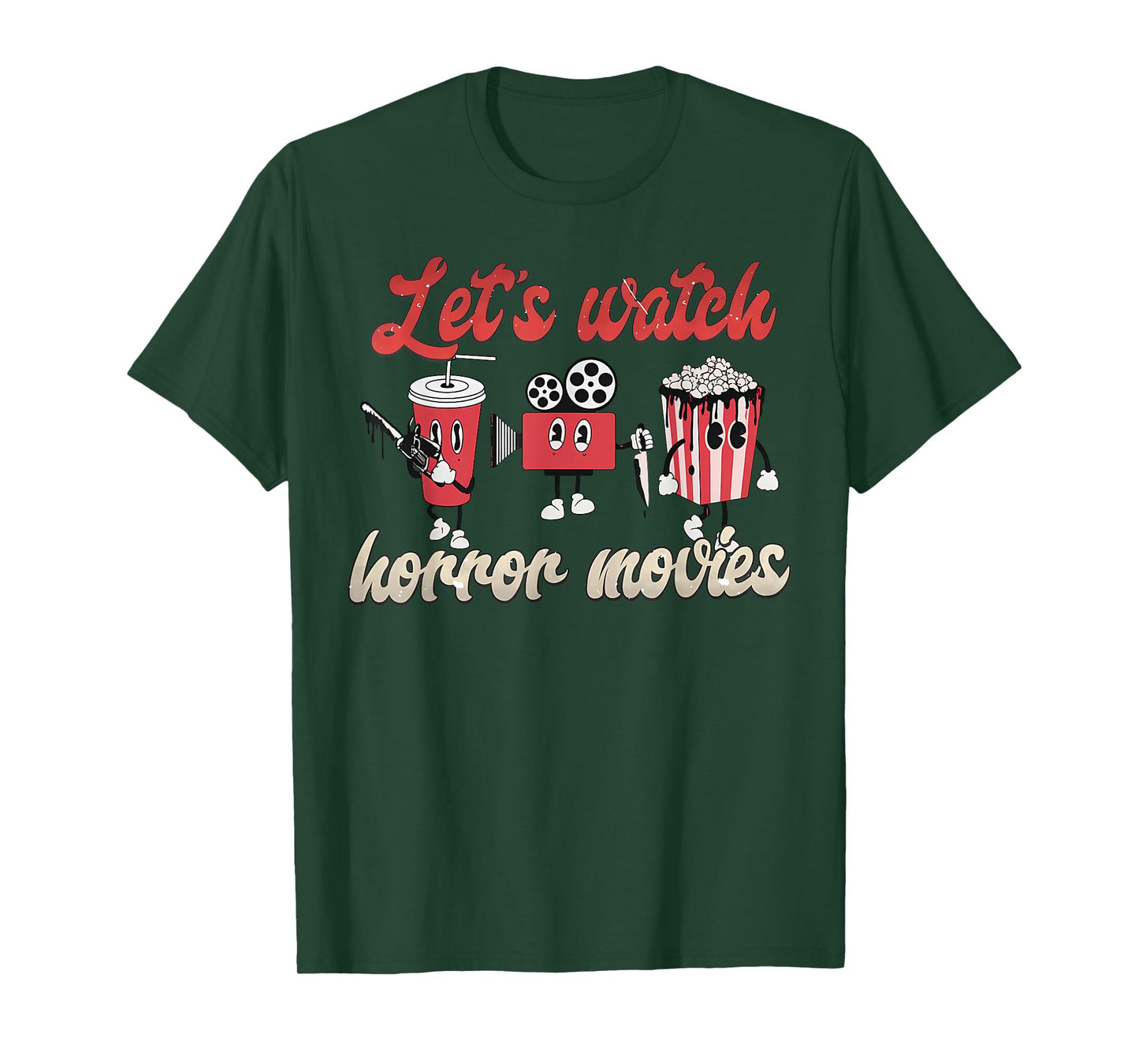 Creepy Funny Let's Watch Horror Movies Spooky Halloween T-Shirt
