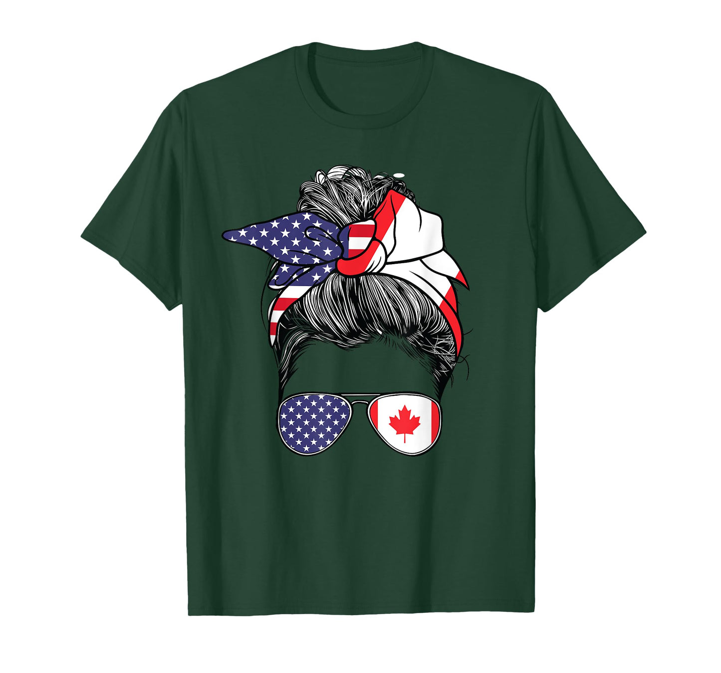 Canadian Women Girl USA Heritage American Canada Flag T-Shirt