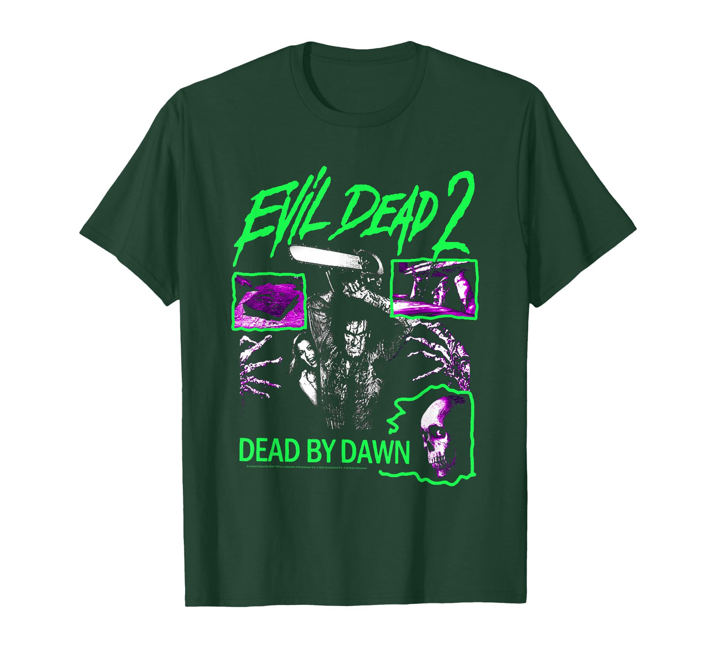 Evil Dead 2 Dead by Dawn Neon Collage Horror Movie T-Shirt