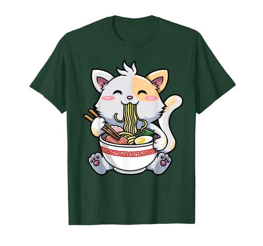 Kawaii Ramen Cat Japanese Anime Clothes Cute Noodle T-Shirt