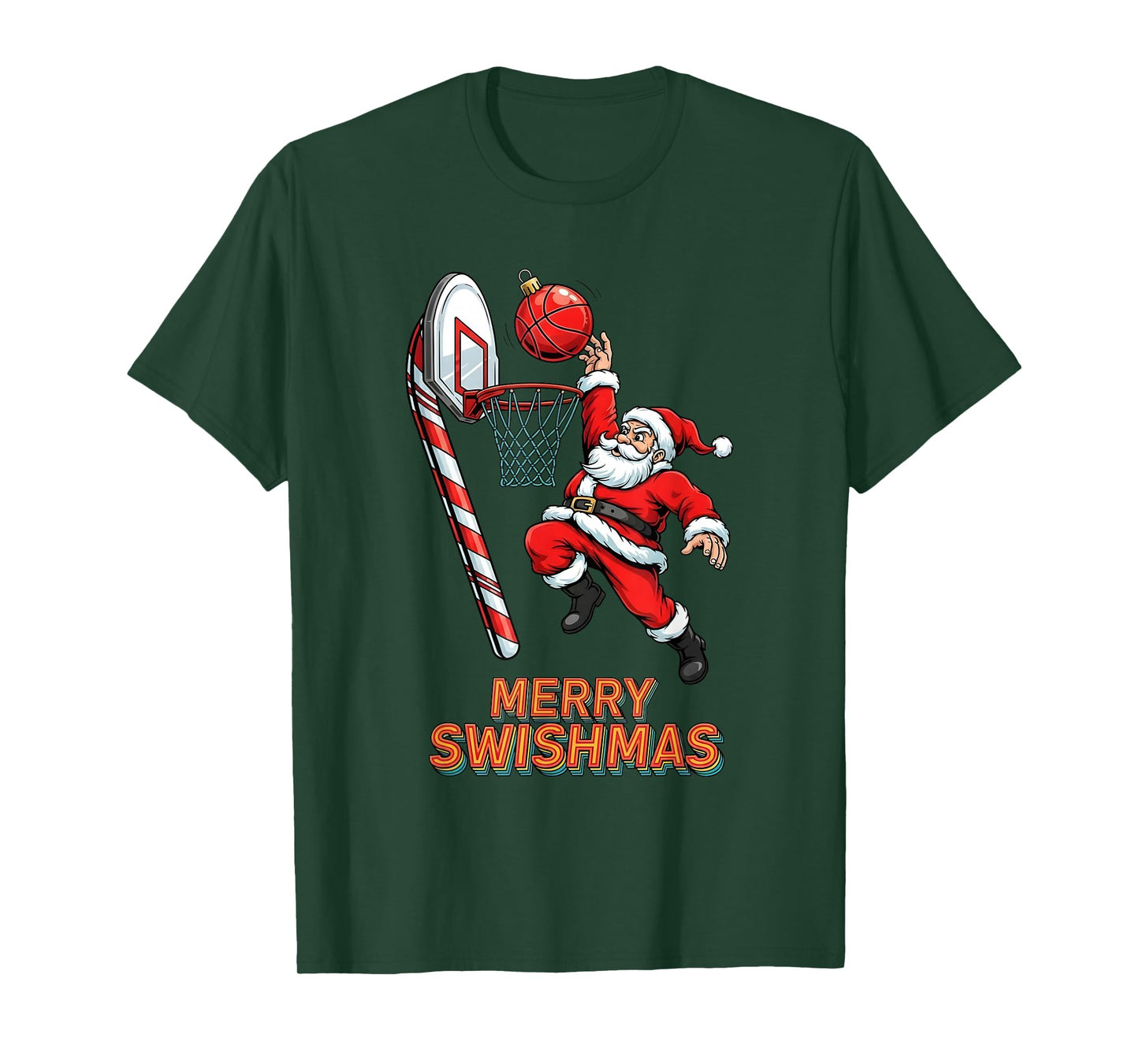 Santa Dunking Tshirt Merry Swishmas Basketball Christmas T-Shirt