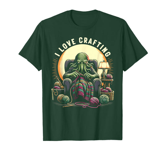 Crochet Cthulhu I Love Crafting, Funny Cosmic Horror T-Shirt