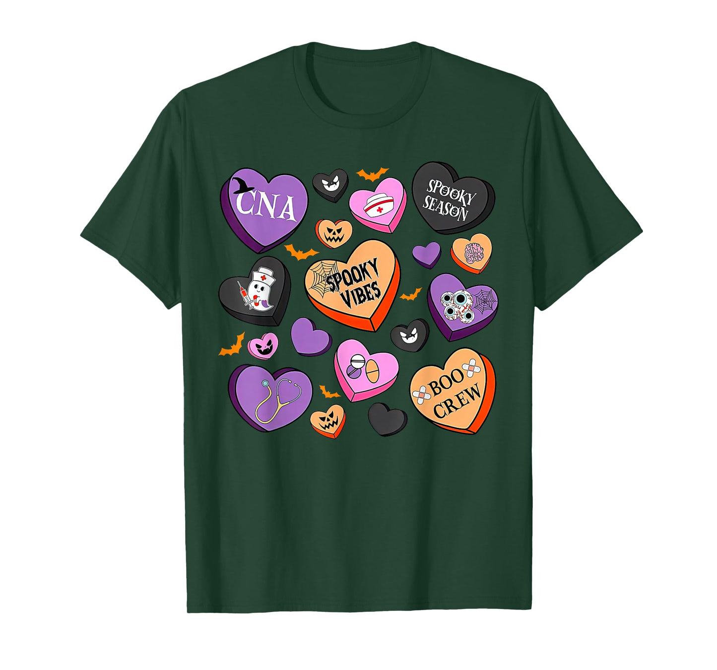 Halloween CNA Nurse Hearts Candy Certified Nursing Assistant T-Shirt