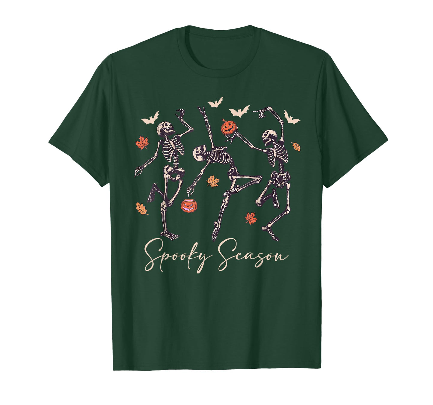 Funny Dancing Skeleton Halloween Pumpkin Spooky Season T-Shirt