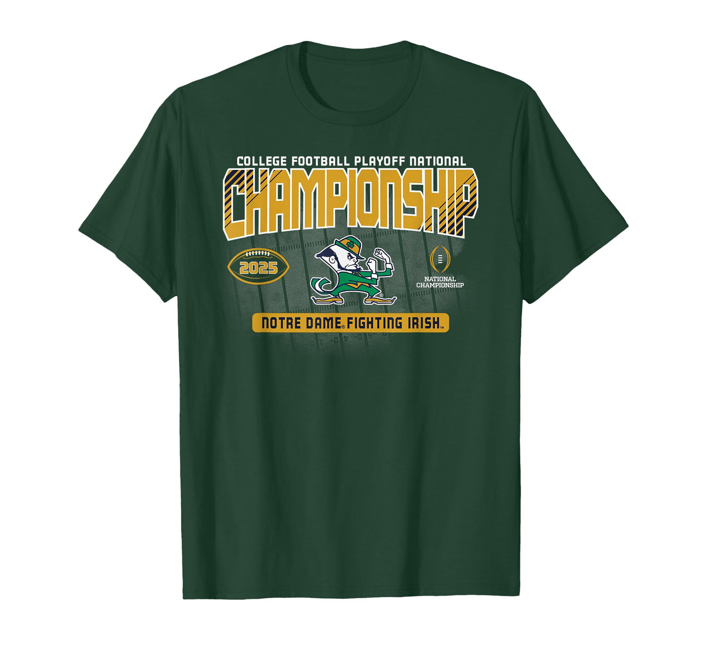 Elite Authentics Notre Dame Fighting Irish CFP Championship T-Shirt, Unisex-Adult, Blue, Small, Short Sleeve