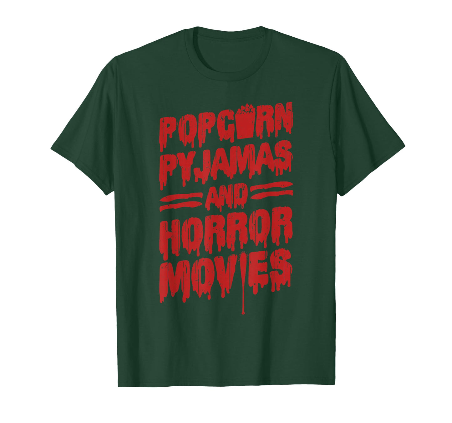 Scary Horror Movie Popcorn Pajamas and Horror Movies T-Shirt