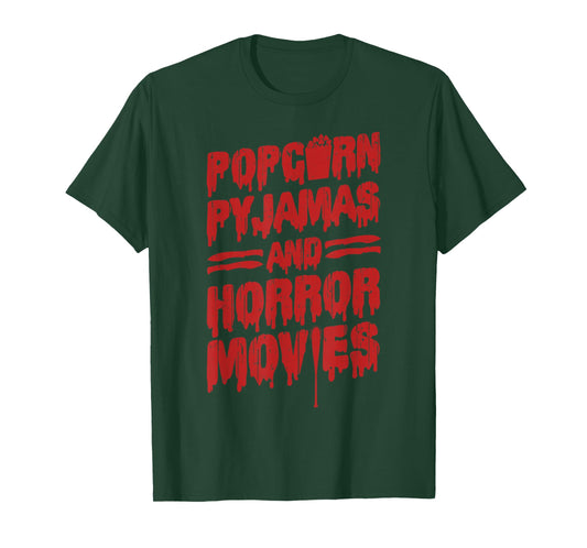 Scary Horror Movie Popcorn Pajamas and Horror Movies T-Shirt