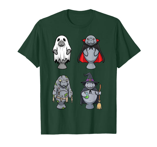 Funny Manatee Ghost Witch Zombie Vampire Halloween Costume T-Shirt