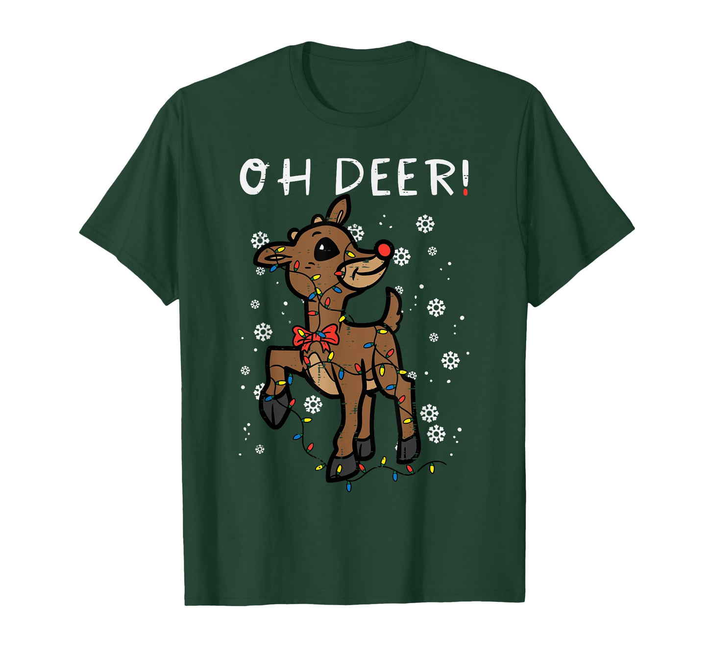 Christmas Reindeer Oh Deer Cute Xmas Boys Girls Kids Women T-Shirt