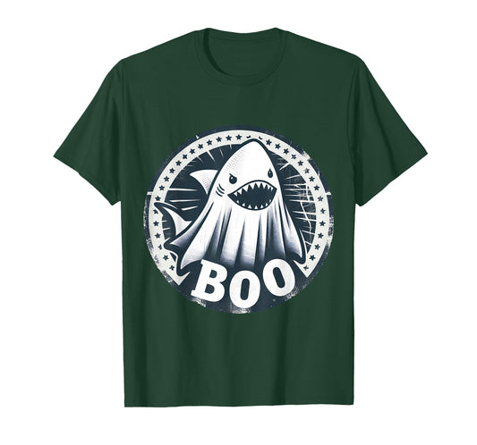 Boo Ghost Shark Funny Halloween Costume T-Shirt