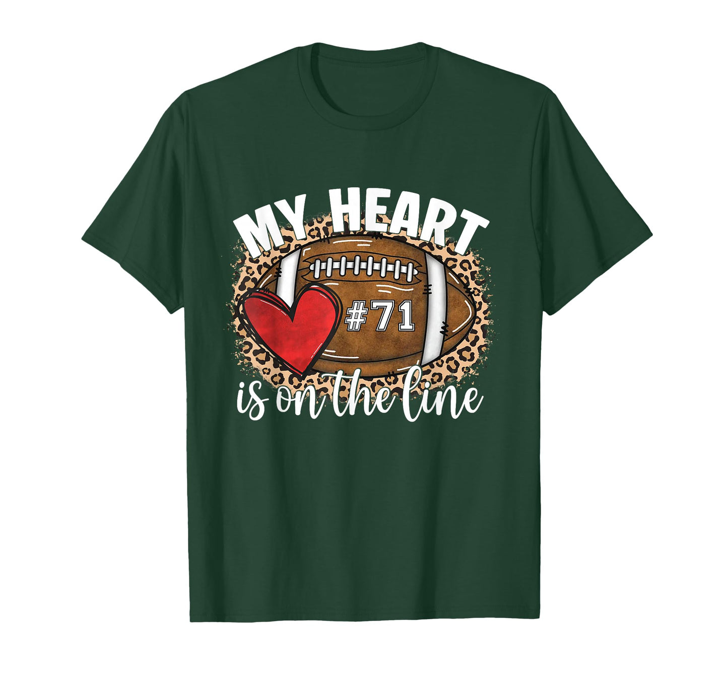 My Heart is On The Line Jersey Night Number 71 Football Mom T-Shirt