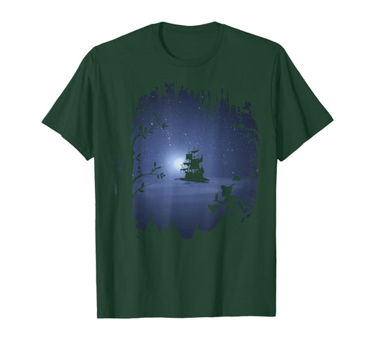 Disney Peter Pan Moonlit Pirate Ship Silhouette T-Shirt T-Shirt Small