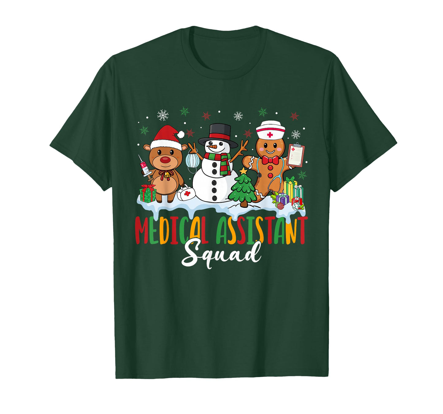 Medical Assistant Squad Reindeer Gingerbread Christmas T-Shirt