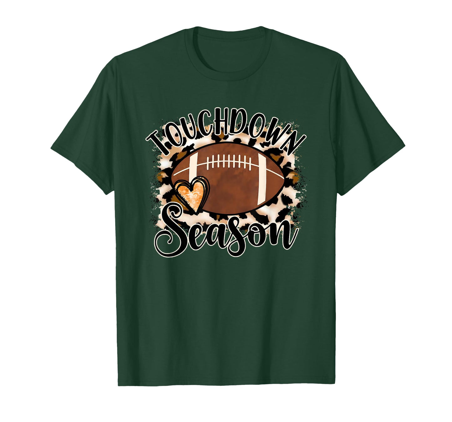 Retro Touchdown Season Leopard Game Day Football Mom Women T-Shirt