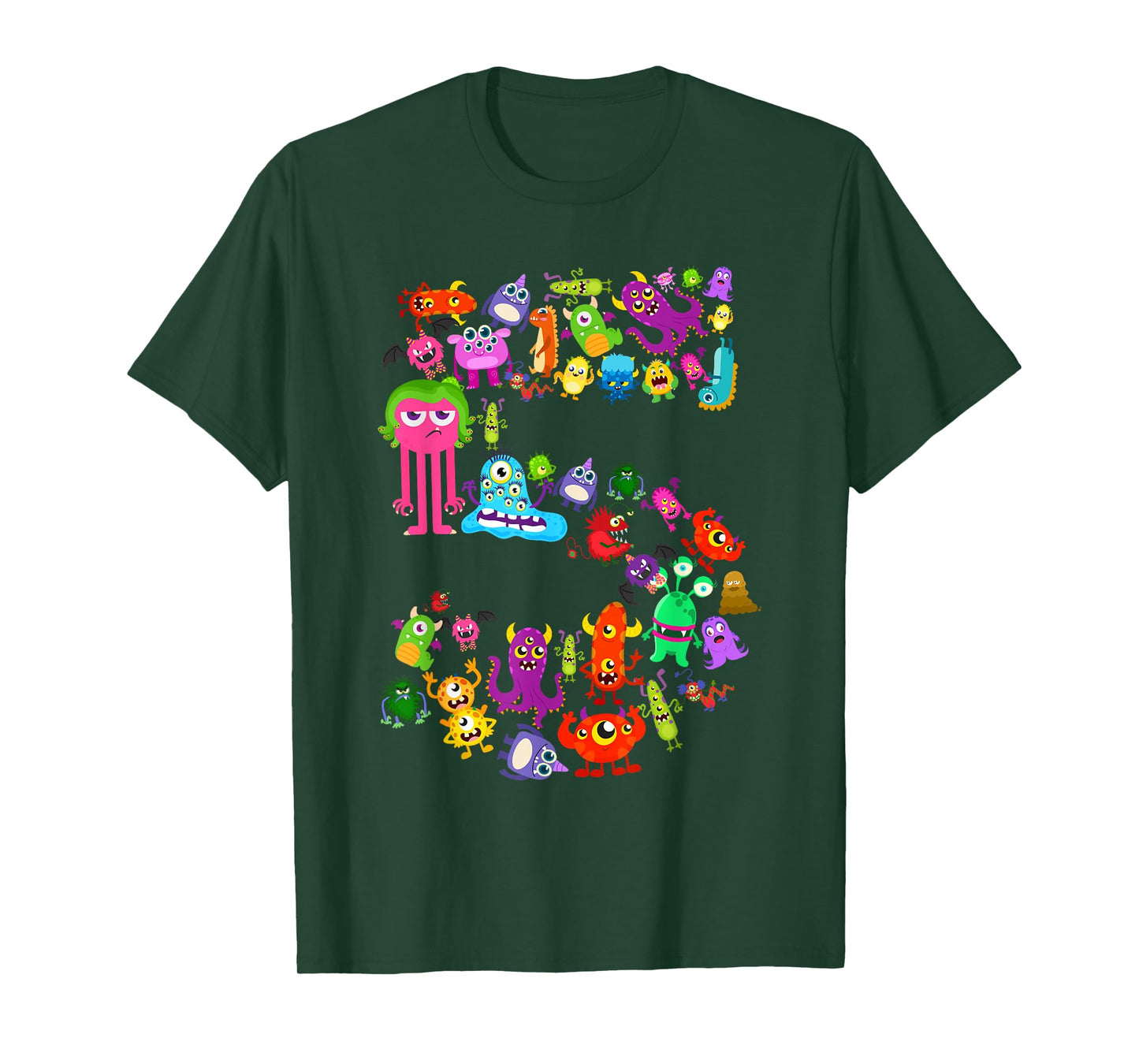 5th Birthday Party Monster Themed Number 5 Little Monster T-Shirt