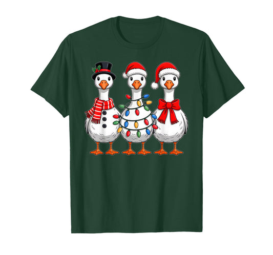 Goose Christmas Lights Santa Hat Xmas Pet Animal Goose Lover T-Shirt