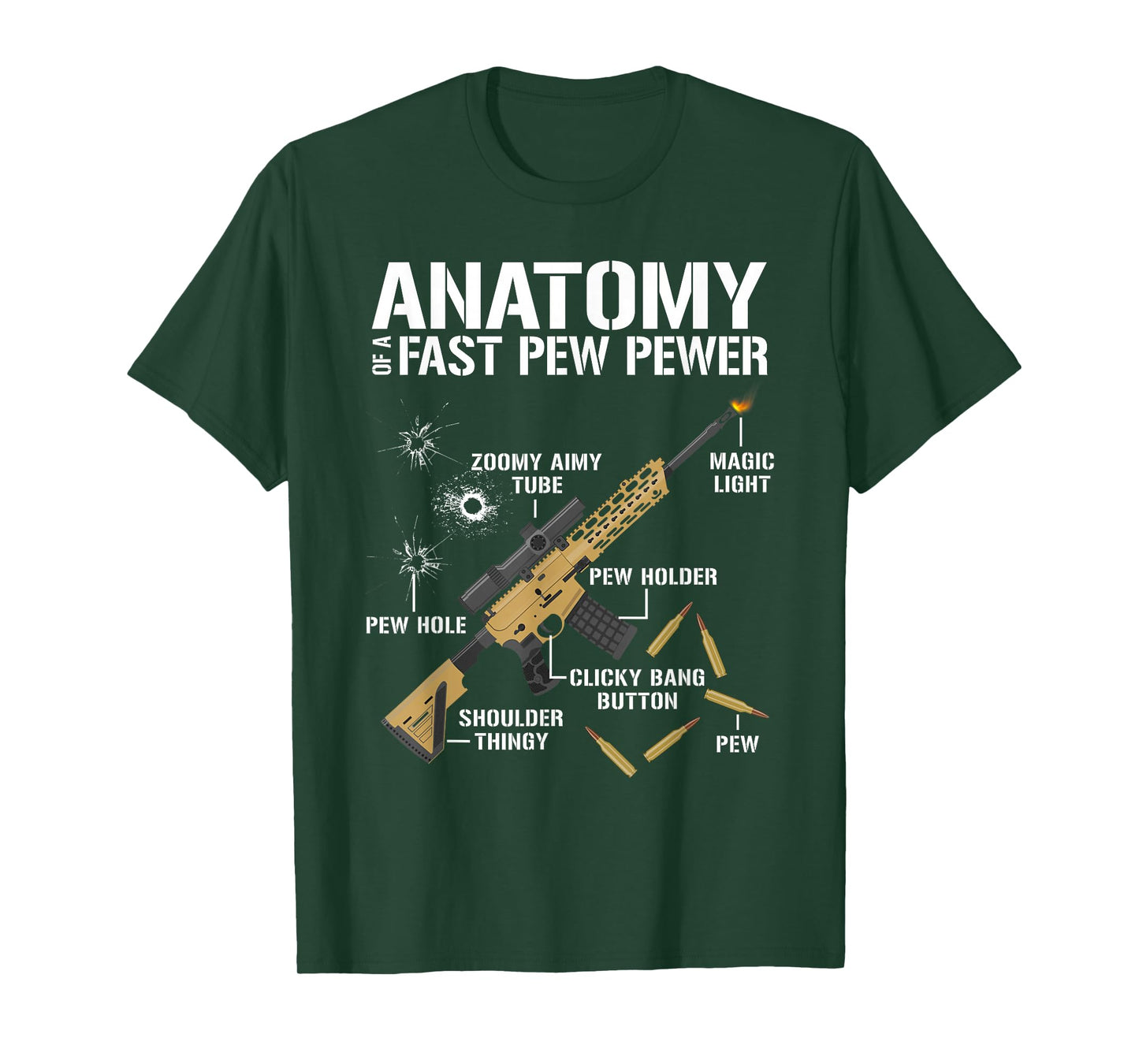 Anatomy Of A Pew Pewer Funny Graphic for Gun Owners T-Shirt