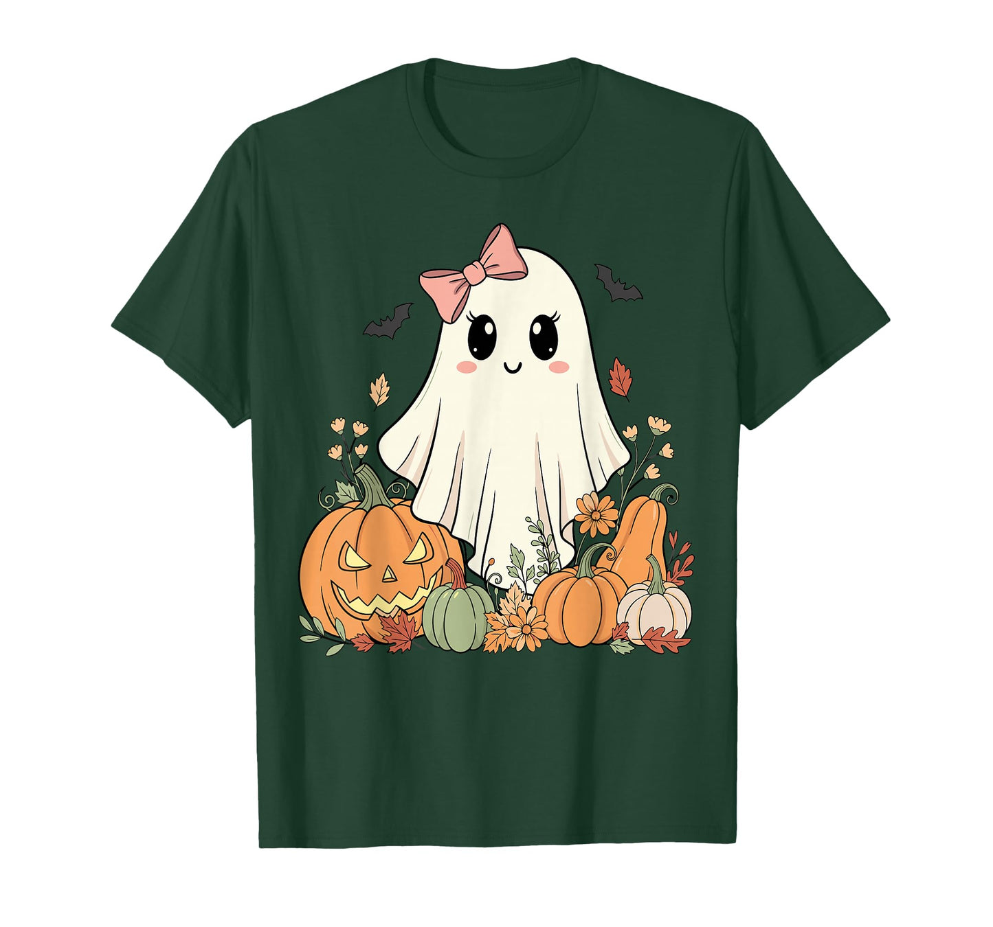 Ghost with Pumpkins Vintage Halloween Autumn T-Shirt